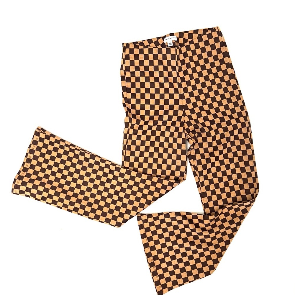 love on a hanger Brown & Black Checkered Boot Cut Pants